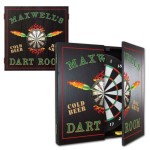 Personalized Flaming Darts Dart Room Dartboard & Cabinet Set 
