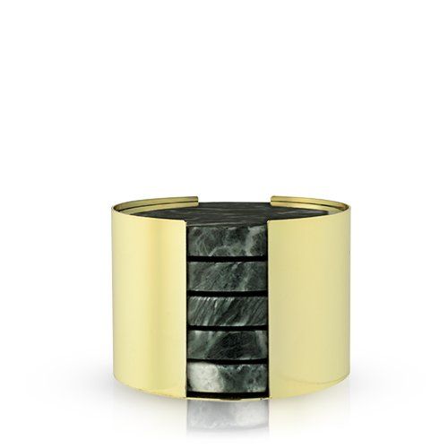 Set of 4 Emerald & Gold Coasters by Viski®