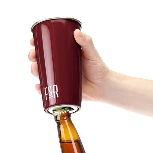Bottle Opening Pint Cup Set - Burgundy