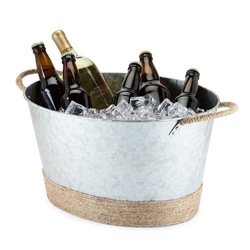 Jute Rope Wrapped Galvanized Tub by Twine®
